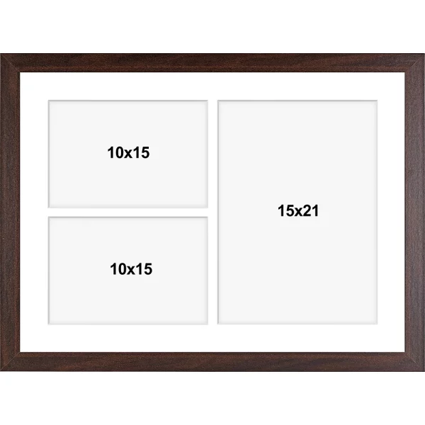 Holz Bilderrahmen Hekla (MDF) für mehrere Bilder 30x40 cm (3 Bilder) | wenge | Kunstglas (1 mm)
