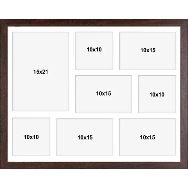 Cadre multi photos en bois (MDF) Hekla 40x50 cm (8 Bilder) | wengé | verre synthétique (1 mm)