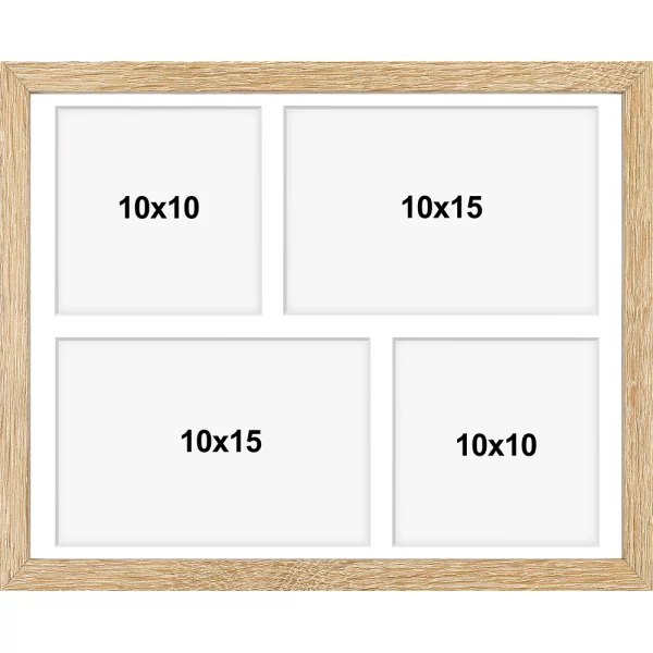 Cadre multi photos en bois (MDF) Hekla 24x30 cm (4 Bilder) | brun clair | verre synthétique (1 mm)