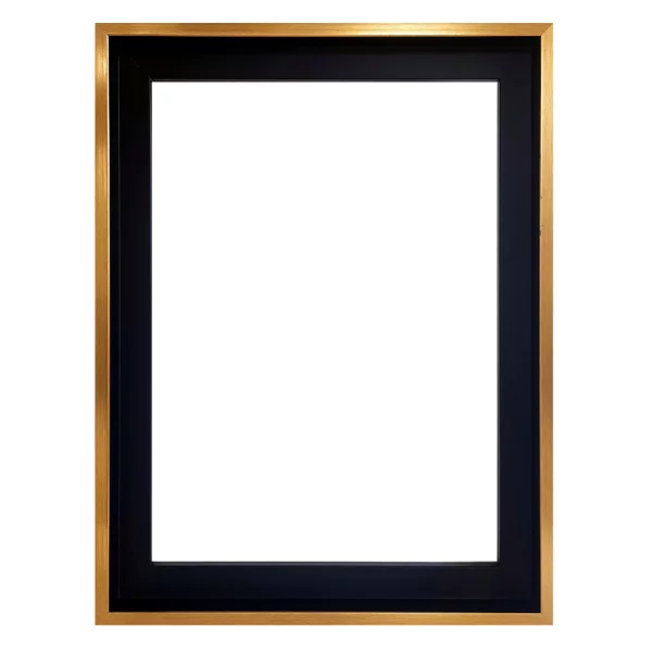 Kunststoff-Schattenfugenrahmen Danuta 50x70 cm | Schwarz mit goldenem Streifen | Leerrahmen (ohne Glas und Rückwand)