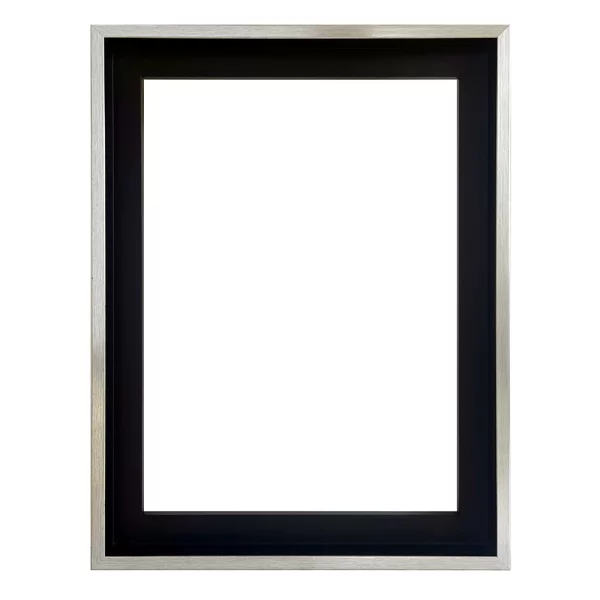 Kunststoff-Schattenfugenrahmen Danuta 50x70 cm | Schwarz mit silbernem Streifen | Leerrahmen (ohne Glas und Rückwand)