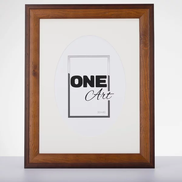 Houten kader Karina met ovaal passe-partout 30x40 cm | bruin | kunstglas (1 mm)