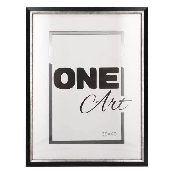 Holz-Bilderrahmen Cecilia 10x15 cm | Schwarz-Silber | Kunstglas (1 mm)