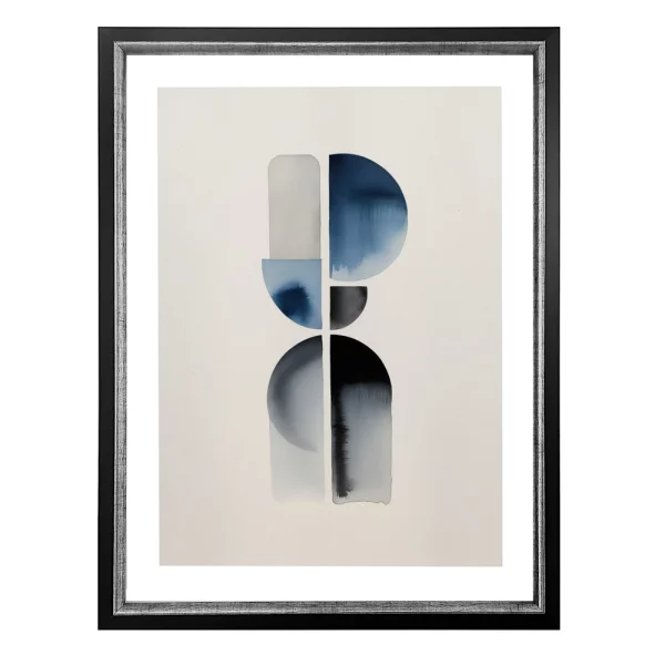 Holz-Bilderrahmen Cecilia 50x70 cm | Schwarz mit silbernem Streifen | Kunstglas (1 mm)