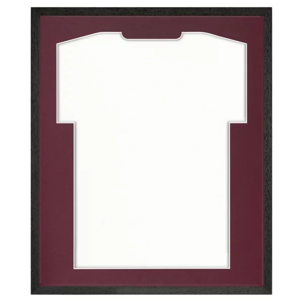 Trikotrahmen Economy Schwarz mit Passepartout 52,5x62,5 cm | Schwarz-Bordeaux | Kunstglas (1 mm)
