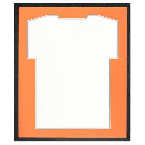 Trikotrahmen Economy Schwarz mit Passepartout 52,5x62,5 cm | Schwarz-Orange | Kunstglas (1 mm)