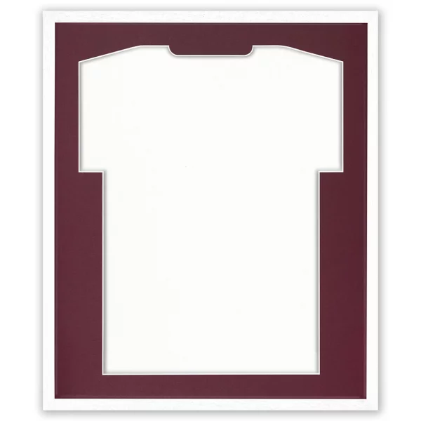 Cadre pour maillots Economy White avec passe-partout 52,5x62,5 cm | blanc-bordeaux | verre synthétique (1 mm)