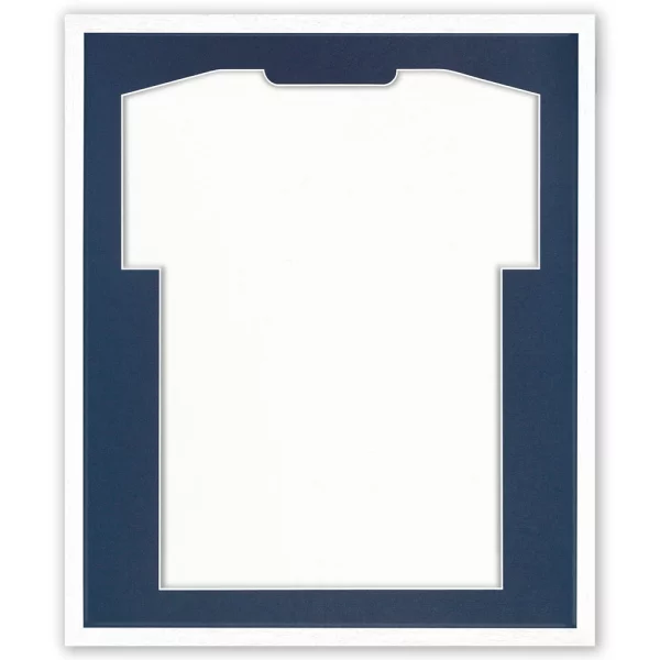 Cadre pour maillots Economy White avec passe-partout 52,5x62,5 cm | blanc-bleu foncé | verre synthétique (1 mm)