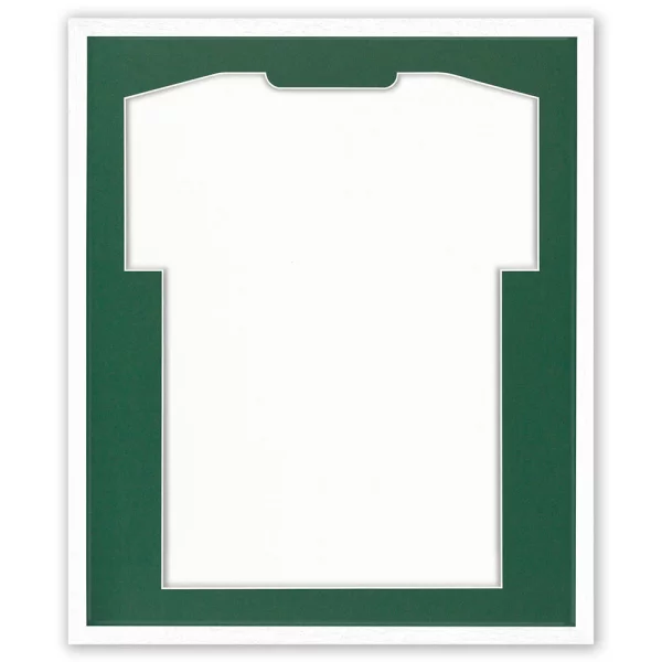 Cadre pour maillots Economy White avec passe-partout 52,5x62,5 cm | blanc-vert foncé | verre synthétique (1 mm)
