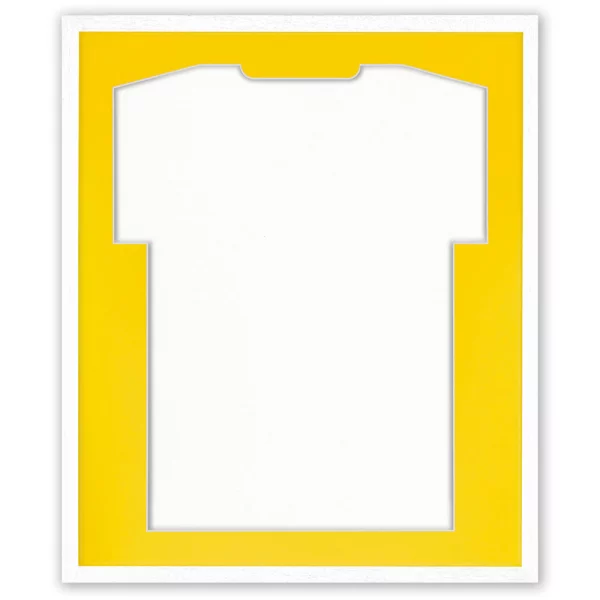 Cadre pour maillots Economy White avec passe-partout 52,5x62,5 cm | blanc-jaune | verre synthétique (1 mm)