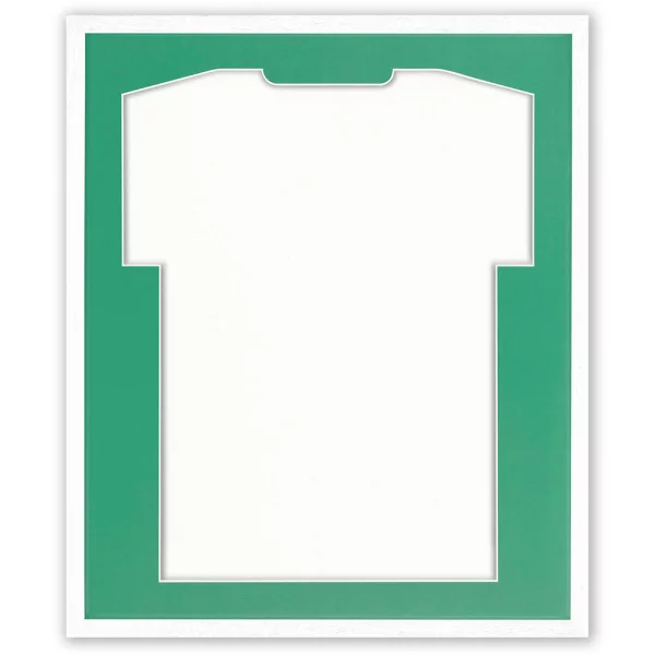 Cadre pour maillots Economy White avec passe-partout 52,5x62,5 cm | Blanc-vert | verre synthétique (1 mm)