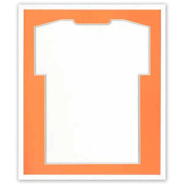 Cadre pour maillots Economy White avec passe-partout 52,5x62,5 cm | blanc-orange | verre synthétique (1 mm)