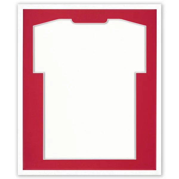 Cadre pour maillots Economy White avec passe-partout 52,5x62,5 cm | blanc-rouge | verre synthétique (1 mm)