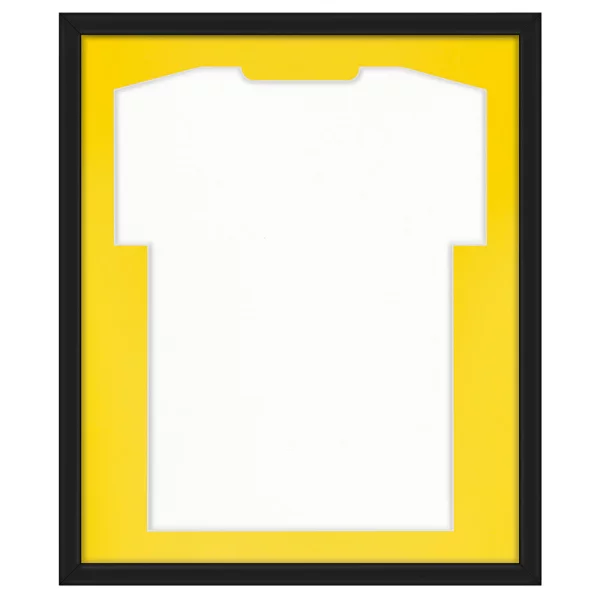 Cadre pour maillots Comfort Black avec passe-partout 53,4x63,4 cm | noir-jaune | verre synthétique (1 mm)