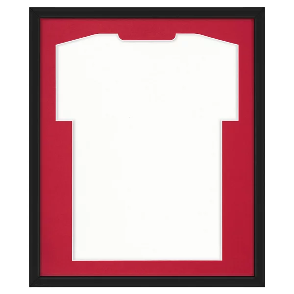 Cadre pour maillots Comfort Black avec passe-partout 53,4x63,4 cm | noir-rouge | verre synthétique (1 mm)