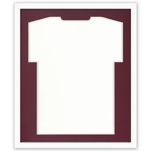 Cadre pour maillots Comfort White avec passe-partout 53,4x63,4 cm | blanc-bordeaux | verre synthétique (1 mm)