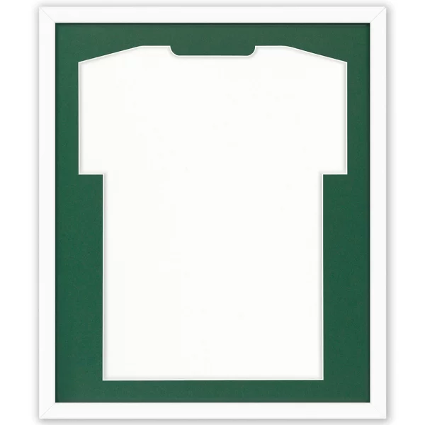 Cadre pour maillots Comfort White avec passe-partout 53,4x63,4 cm | blanc-vert foncé | verre synthétique (1 mm)