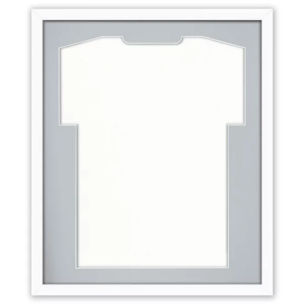 Cadre pour maillots Comfort White avec passe-partout 53,4x63,4 cm | Blanc-gris | verre synthétique (1 mm)