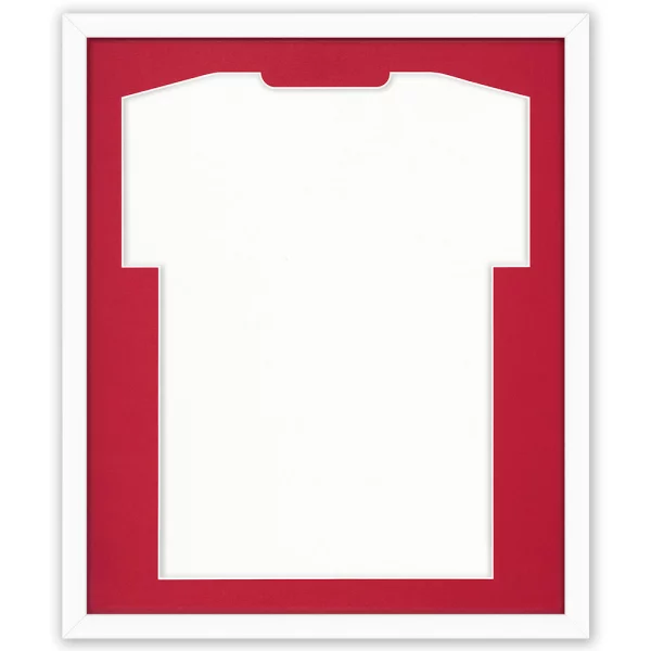 Cadre pour maillots Comfort White avec passe-partout 53,4x63,4 cm | blanc-rouge | verre synthétique (1 mm)