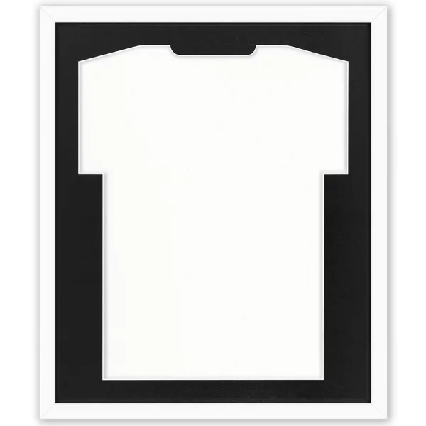 Cadre pour maillots Comfort White avec passe-partout 53,4x63,4 cm | blanc-noir | verre synthétique (1 mm)