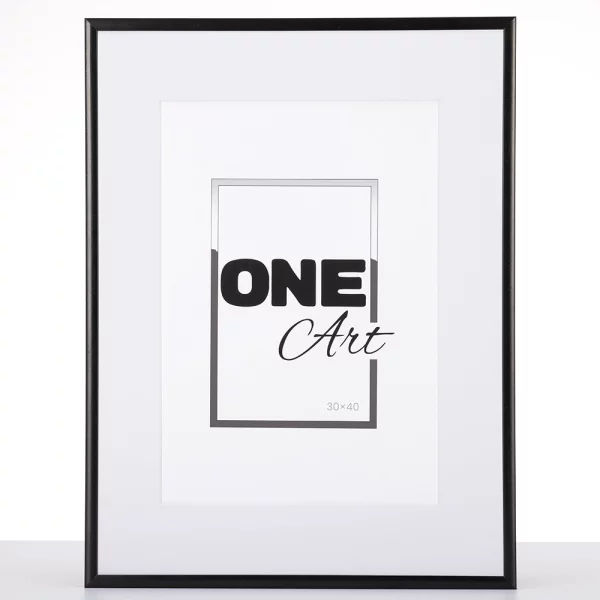 Cadre en aluminium Amelia avec passe-partout 10x15 cm (9x13 cm) | noir mat | verre synthétique (1 mm)