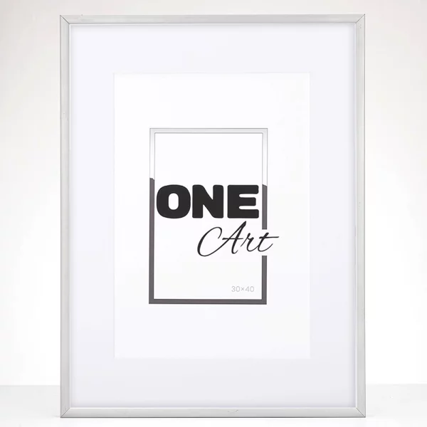 Cadre en aluminium Amelia avec passe-partout 10x15 cm (9x13 cm) | argent mat | verre synthétique (1 mm)