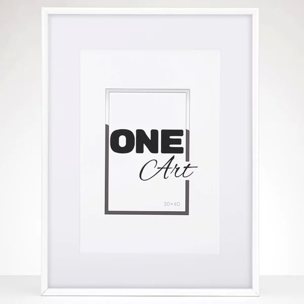 Cadre en aluminium Amelia avec passe-partout 10x15 cm (9x13 cm) | blanc mat | verre synthétique (1 mm)