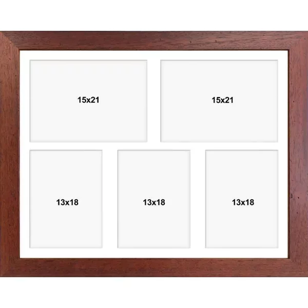 Holz Bilderrahmen Vermont für mehrere Bilder 40x50 cm (5 Bilder) | natur | Kunstglas (1 mm)