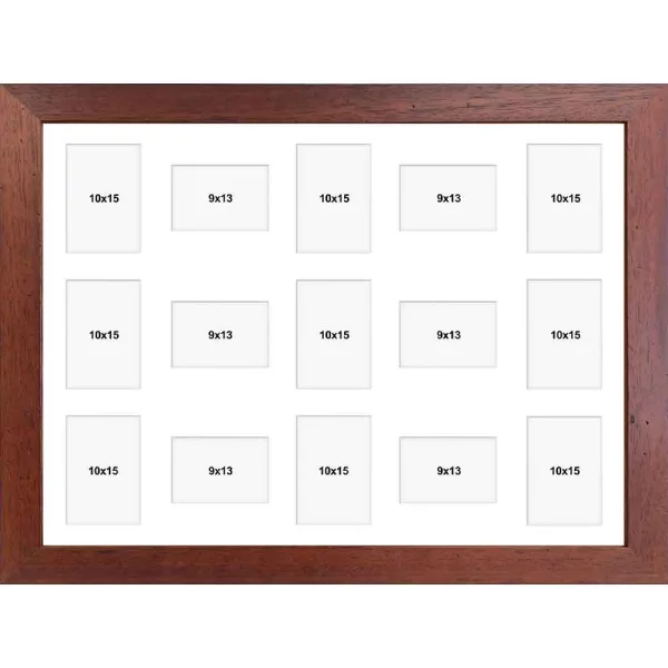 Holz Bilderrahmen Vermont für mehrere Bilder 60x80 cm (15 Bilder) | natur | Kunstglas (1 mm)