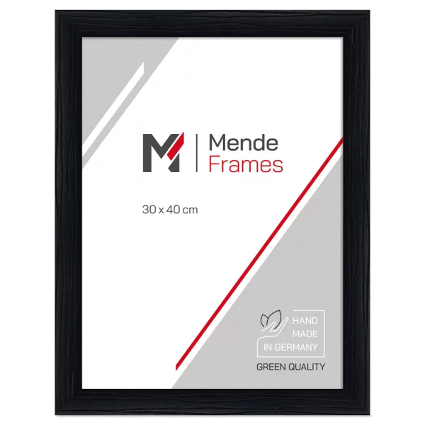 Cadre en bois Gavam sur mesure noir, avec veinure | verre standard (2 mm)