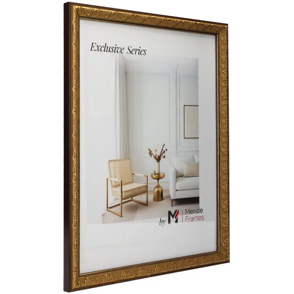 Holz Bilderrahmen Artera nach Maß Gold auf Schwarz | Normalglas (2 mm)