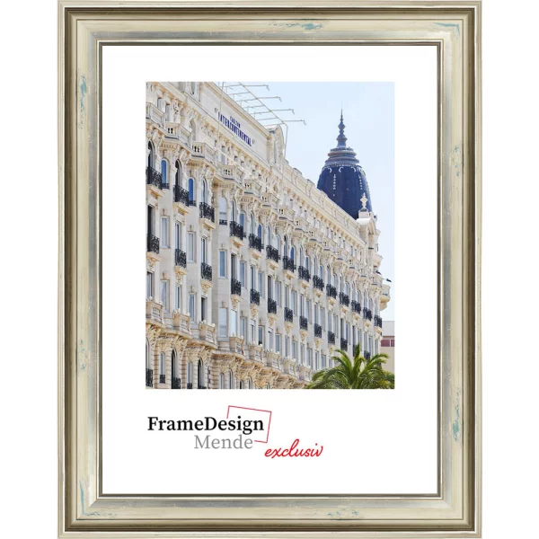 Cadre en bois exclusif Gjain 20x30 cm | ocre avec argent | verre standard (2 mm)