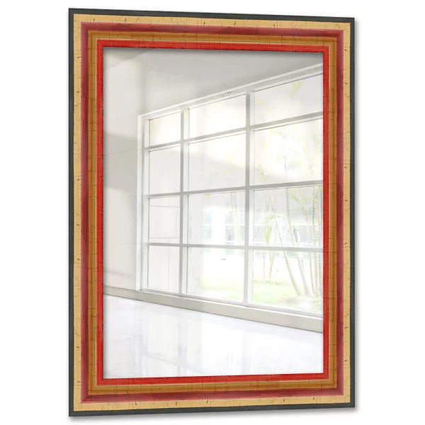 Holz Wandspiegel Listany 42x59,4 cm (A2) | Gold gestreift | Spiegel (2 mm)