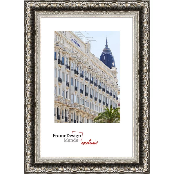 Cadre en bois exclusif Tanur 20x30 cm | argent | verre standard (2 mm)