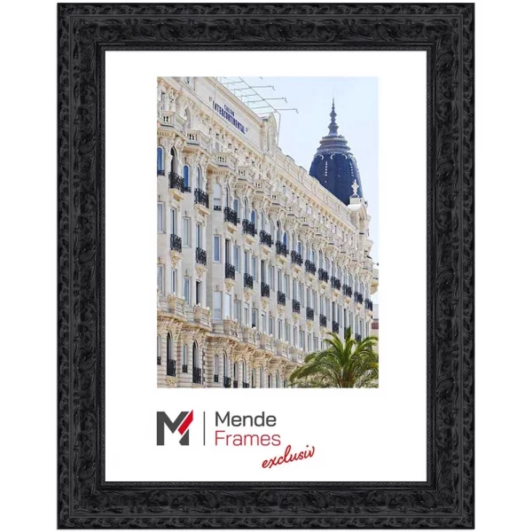 Exklusiver Holz-Bilderrahmen Calinda 30x90 cm | Schwarz | Normalglas (2 mm)