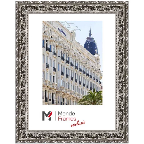 Exklusiver Holz-Bilderrahmen Calinda 50x100 cm | Silber | Normalglas (2 mm)
