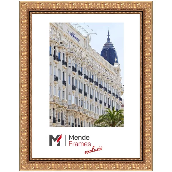 Exklusiver Holz-Bilderrahmen Macondo 20x30 cm | Gold, schwarz abgesetzt | Normalglas (2 mm)