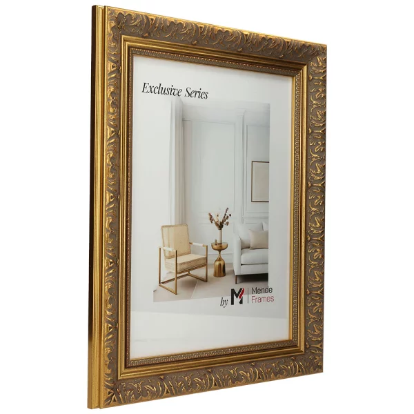 Exklusiver Holz-Bilderrahmen Bando 20x30 cm | Gold | Normalglas (2 mm)