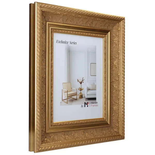 Exklusiver Holz-Bilderrahmen Lukanda 20x30 cm | Gold | Normalglas (2 mm)