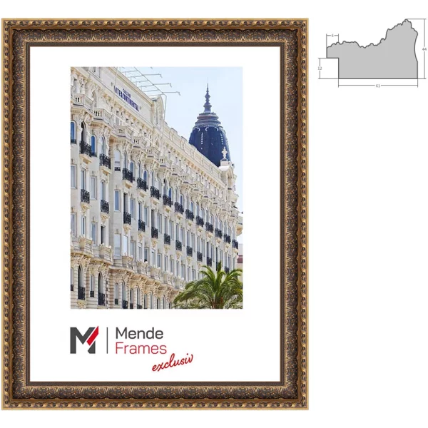 Exklusiver Holz-Bilderrahmen Sumbu 20x30 cm | Gold | Normalglas (2 mm)