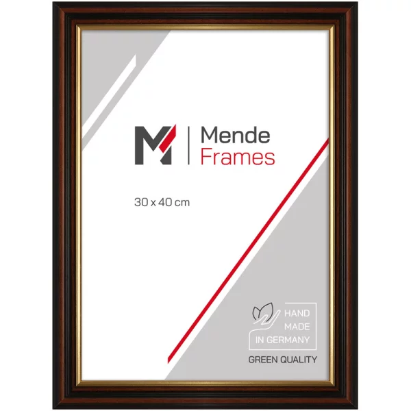 Cadre en bois Fincha sur mesure brun avec bord en or | verre standard (2 mm)