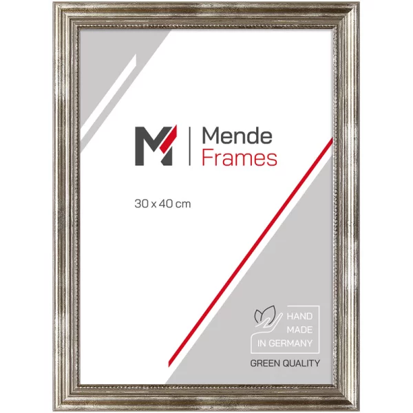 Holz Bilderrahmen Ketane 20x30 cm | Silber | Normalglas (2 mm)