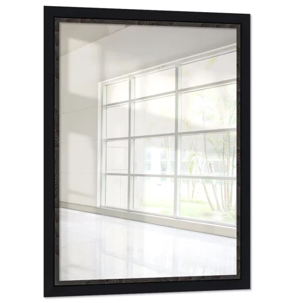 Miroir mural sur mesure Senkele noir avec noyer | miroir (2 mm)