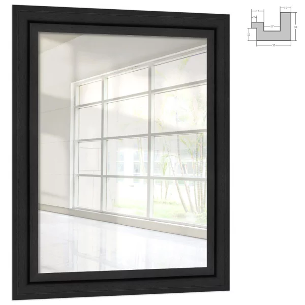 Wandspiegel Kelani 30x90 cm | Schwarz, gemasert | Spiegel (2 mm)