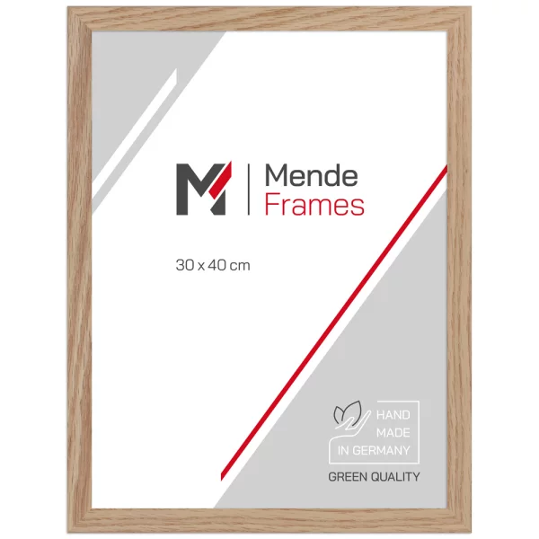 Holz Bilderrahmen Mareb nach Maß Eiche Rohholz | Antireflexglas mattiert (2 mm)
