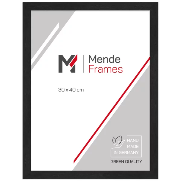 Cadre en bois Kano sur mesure noir, avec veinure | verre standard (2 mm)