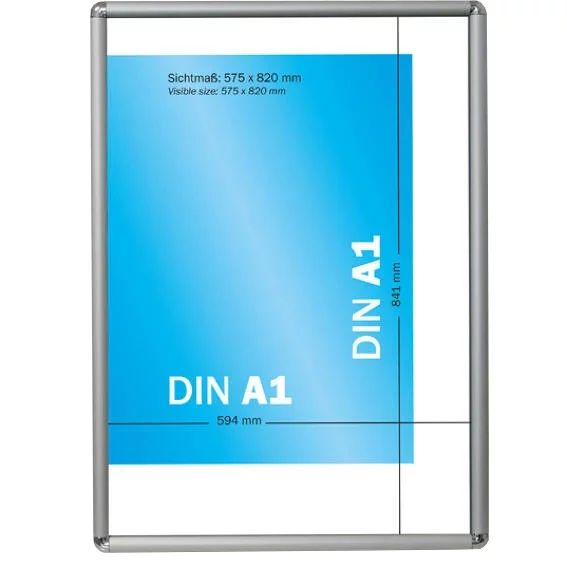 25 mm Klapprahmen Rondo 59,4x84,1 cm (A1) | silber | Kunstglas mattiert (1 mm)