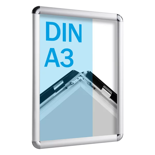 25 mm Klapprahmen Rondo 29,7x42 cm (A3) | silber | Kunstglas mattiert (1 mm)
