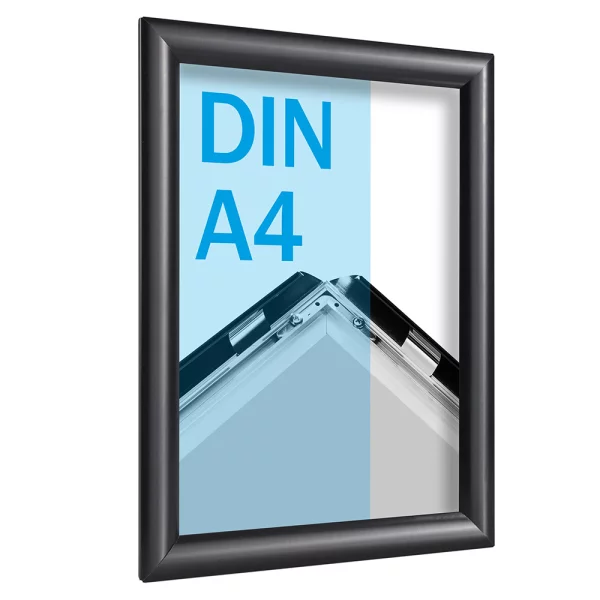 25 mm Klapprahmen Color DIN A4 21x29,7 cm (A4) | schwarz | Kunstglas mattiert (1 mm)