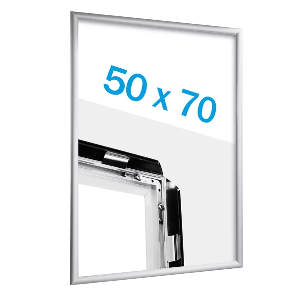 25 mm Klapprahmen Standard DIN B2 50x70,7 cm (B2) | silber | Kunstglas mattiert (1 mm)
